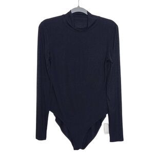 Mango Pop Black Long Sleeve Turtleneck Bodysuit NWT Size Large Black Bodysuit